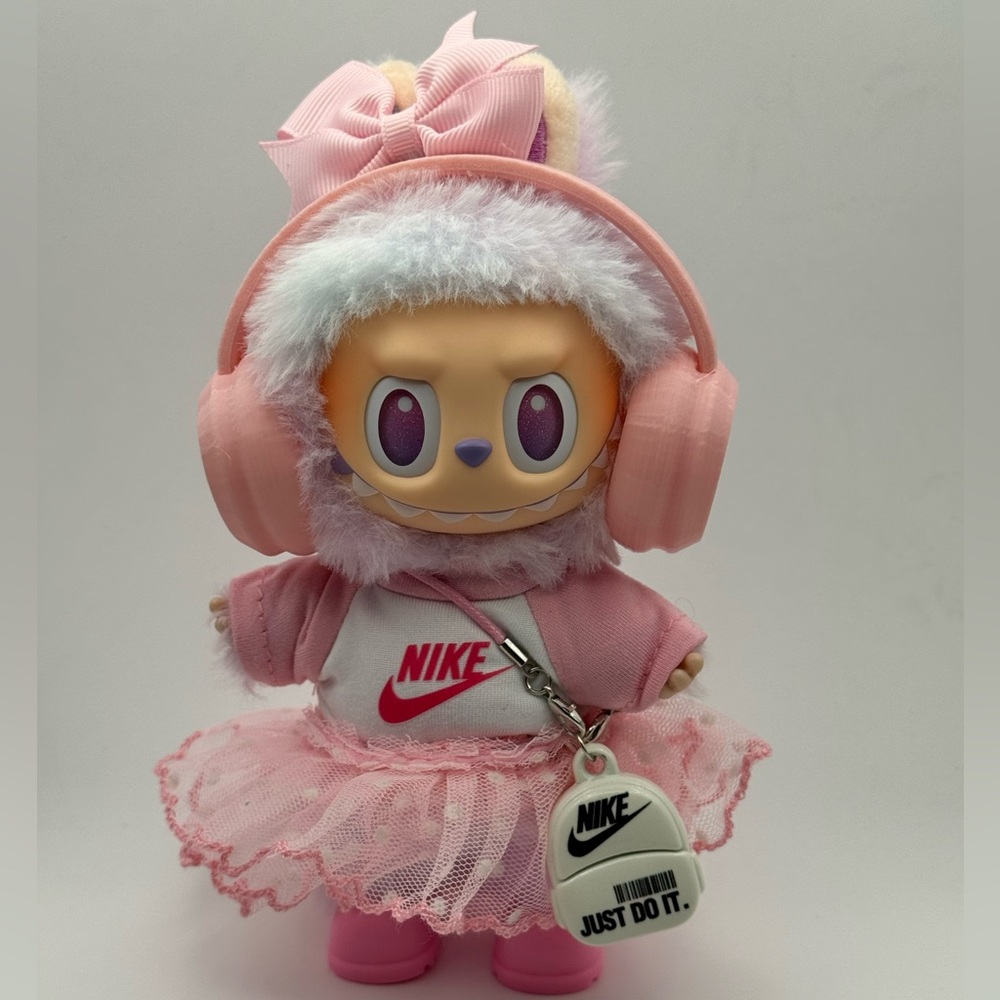 Adorable Labubu Outfit Pink tutu 6 pice set with Headphones